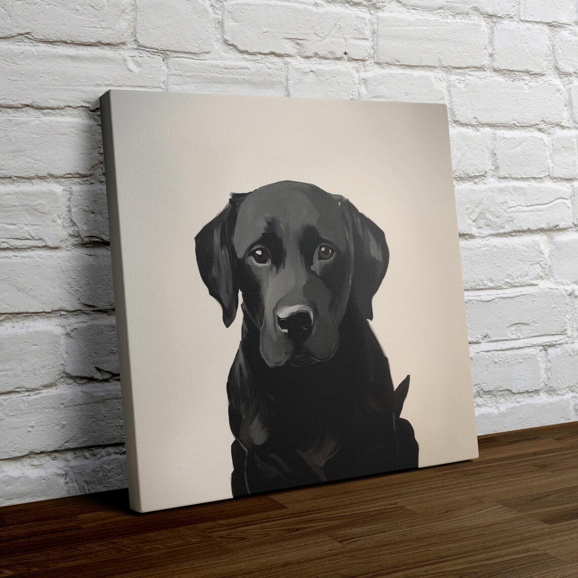 Black Labrador Puppy Minimalist Portrait on Neutral Beige Poster - Image 4