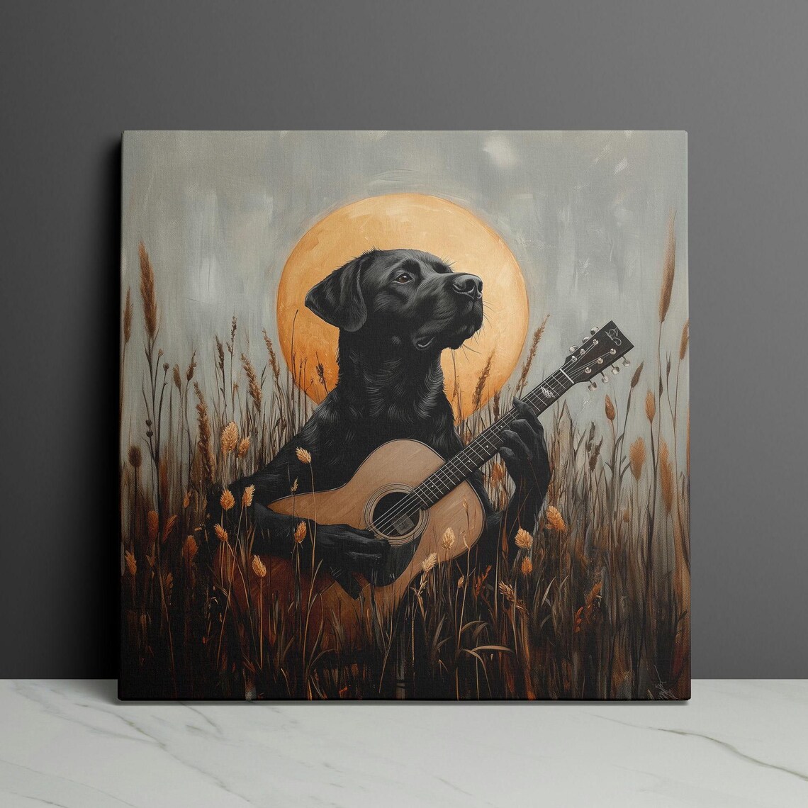 Black Lab Guitar Art, Musical Dog Wall Art Print - Image 3