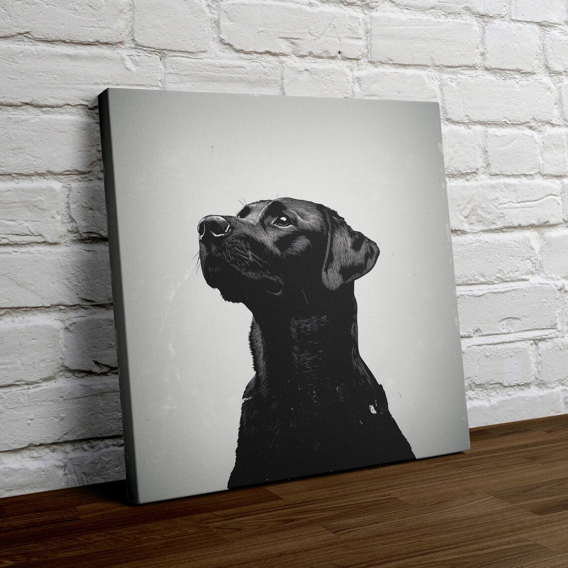Black Labrador Retriever Portrait Poster in Black and White Style - Image 4