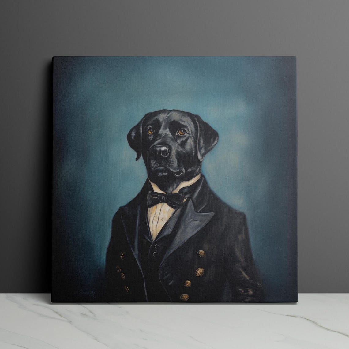 Black Lab Victorian Gentleman Portrait Bow Tie Tuxedo Poster - Image 3