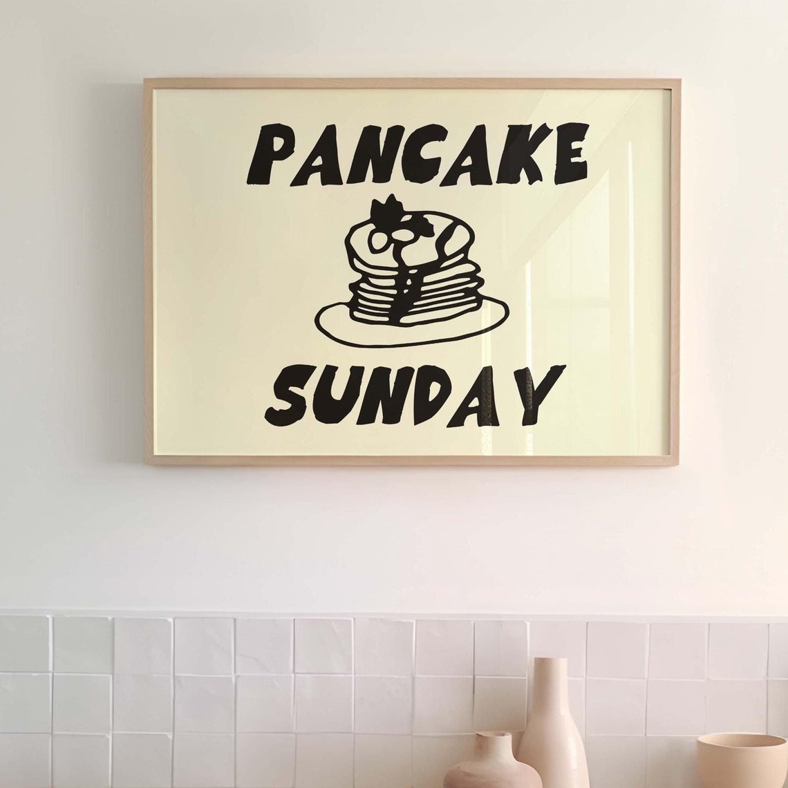 Pancake Sunday Breakfast Stack Bold Retro Kitchen Quote Poster