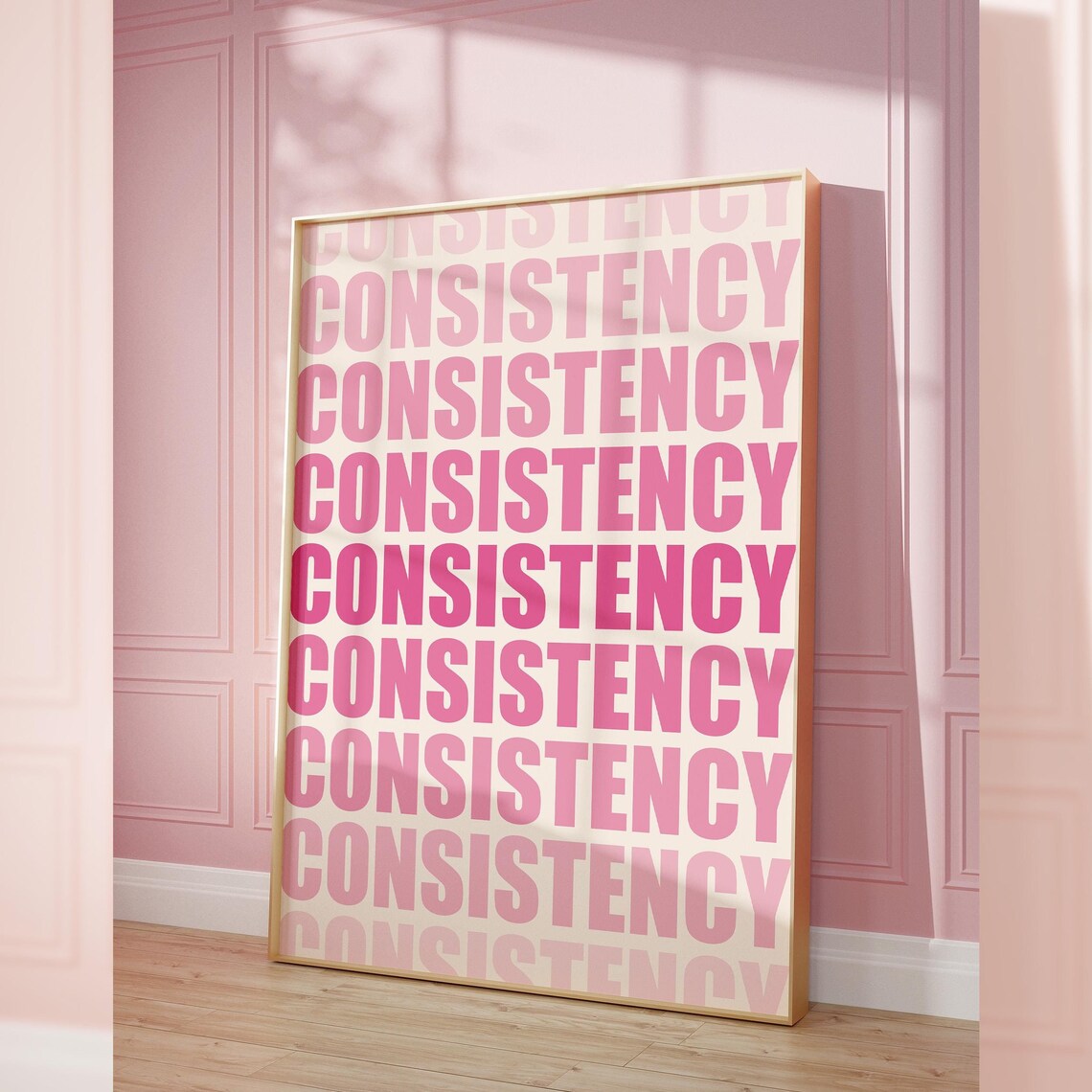 Consistency Pink Fitness Minimalist Workout Art Print