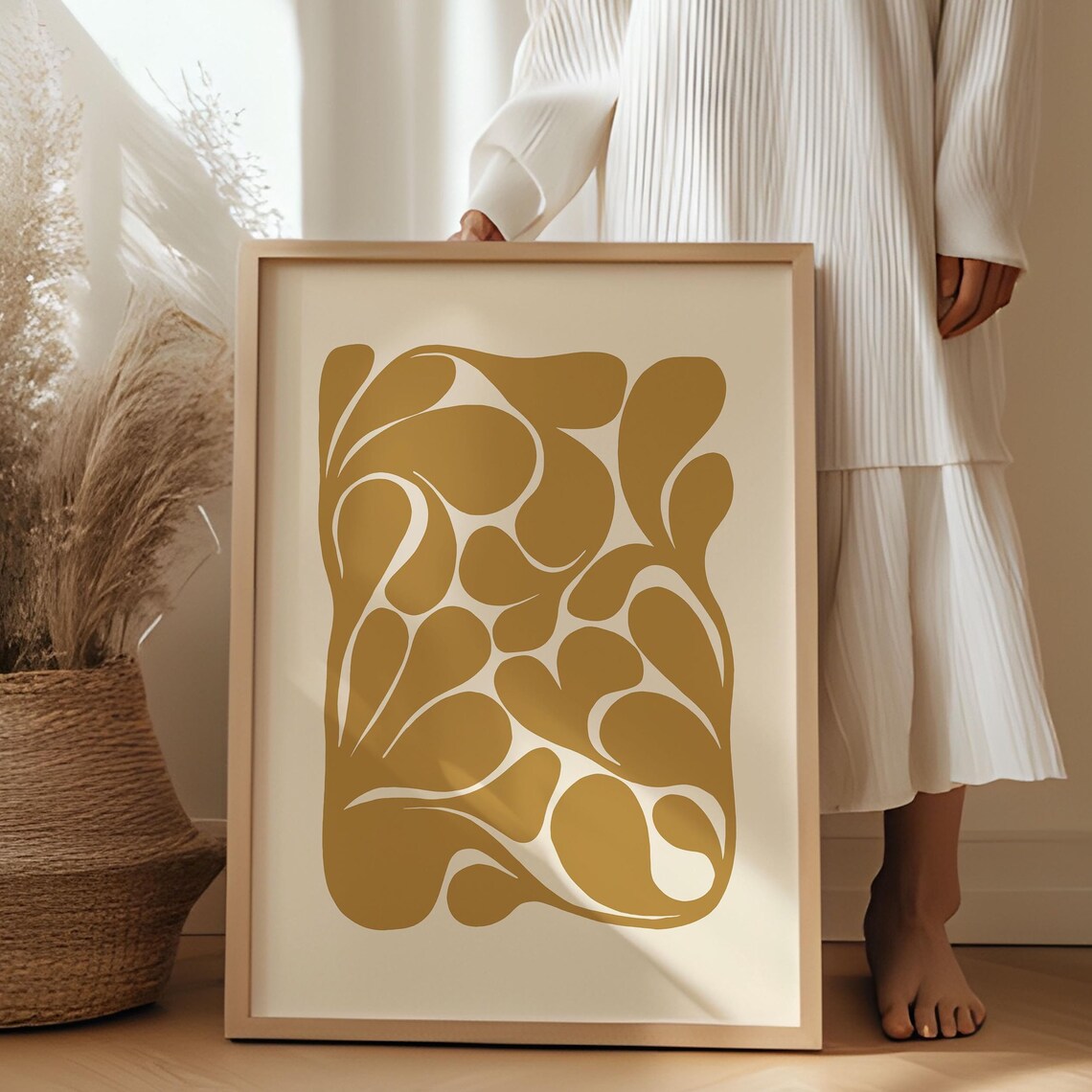 Ochre Botanical Art Print for Modern Homes