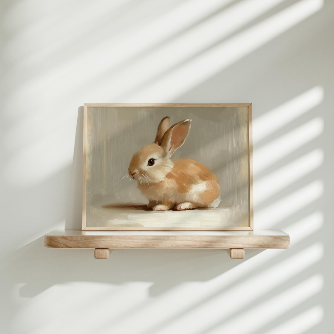 Small Tan Bunny Sitting Quietly In A Minimalist Neutral Portrait Poster - Image 3