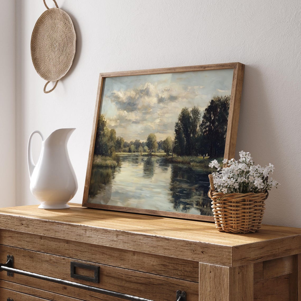 Serene River Reflection Vintage Impressionist Lake Art Poster - Image 4