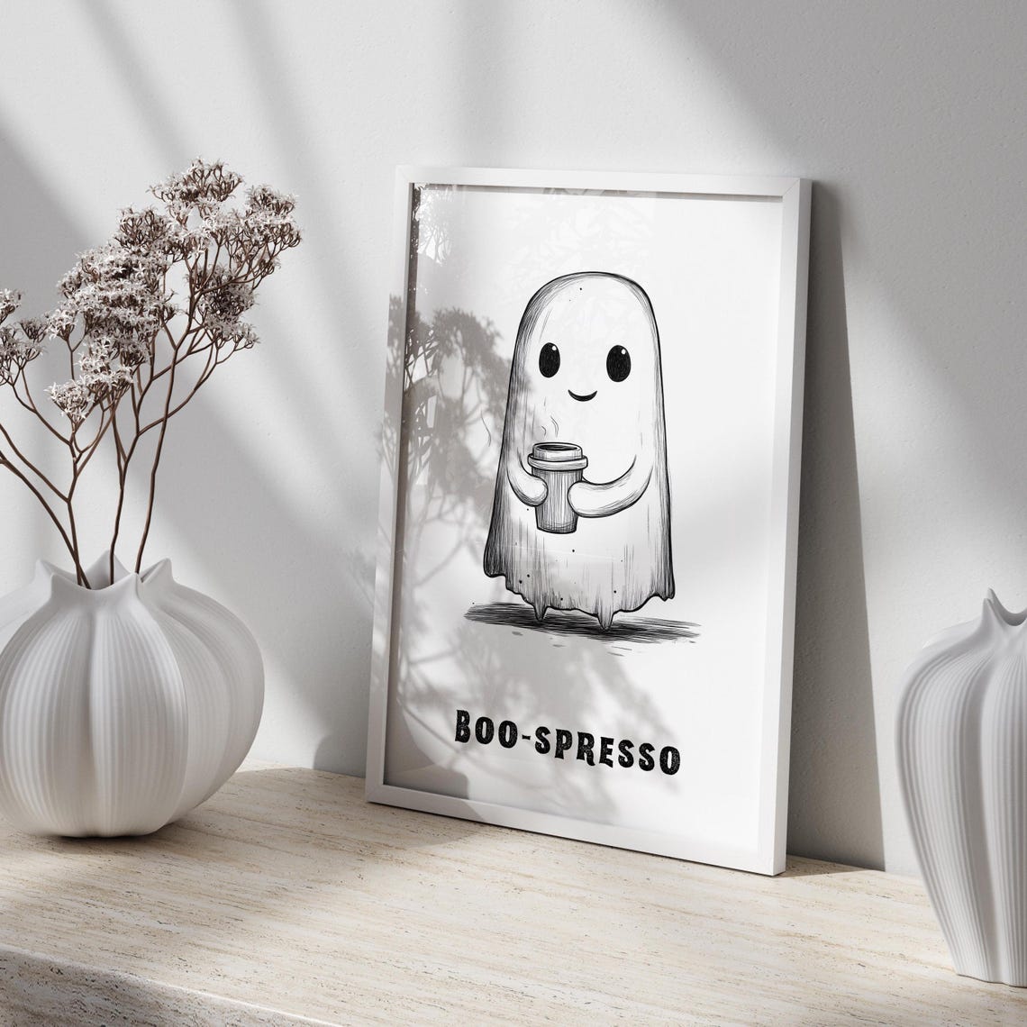 BOO-SPRESSO Cute Ghost With A Coffee Cup Halloween Wall Poster - Image 4