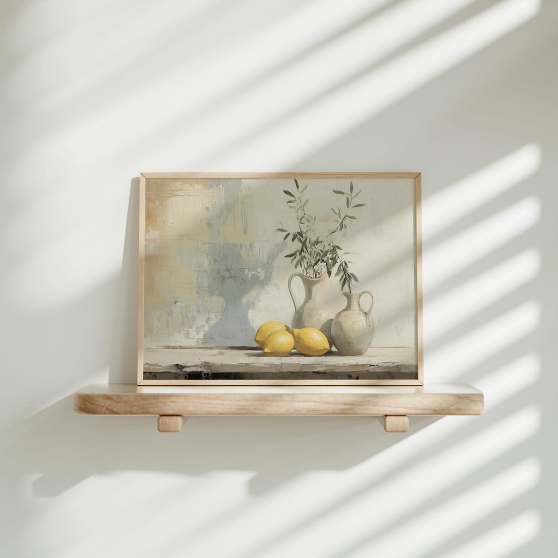 Vintage Lemon And Olive Vase, Rustic Still Life - Image 3