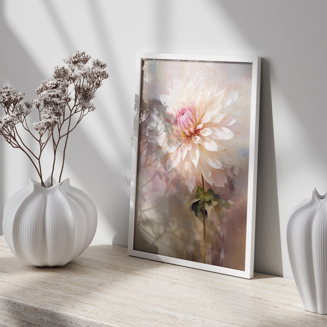 Dahlia Flower Wall Art Flower Wall Art Dahlia Flower Home Decor Botanical Print Dahlia Still Life Floral Oil Painting - Image 4