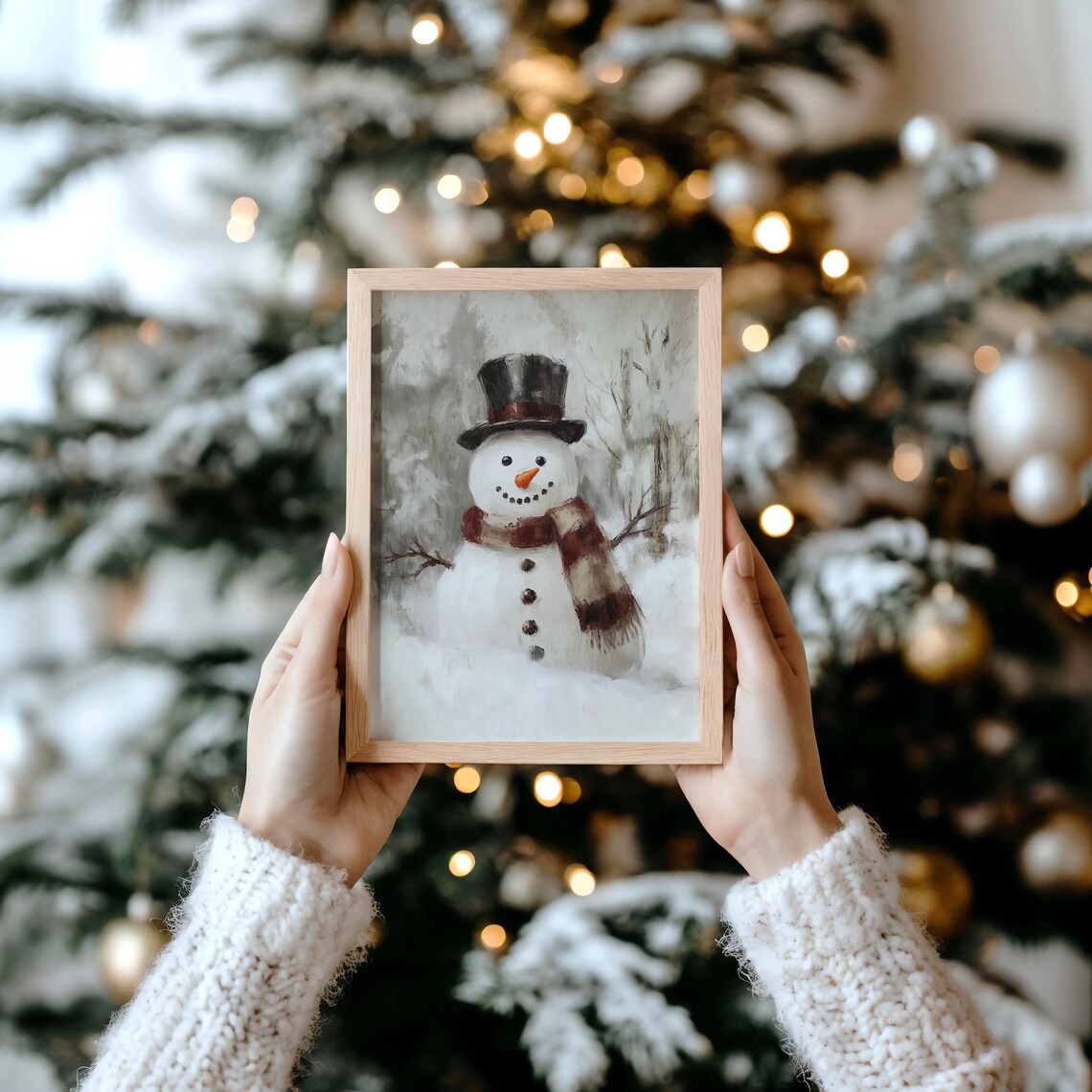Cheerful Snowman Wearing A Top Hat And Plaid Scarf Winter Poster - Image 4