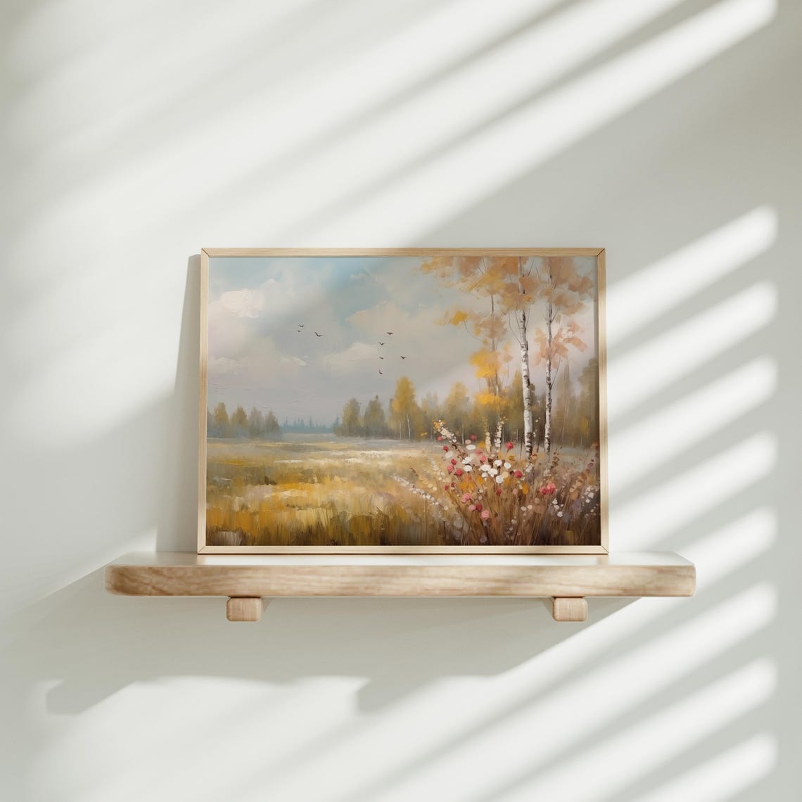 Golden Autumn Meadow With Birch Trees And Wildflowers Poster - Image 4