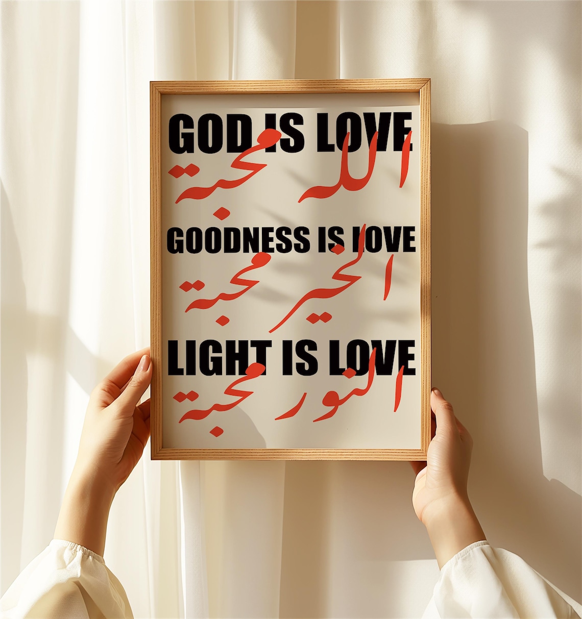 God Is Love Goodness Is Love Light Is Love Arabic Bilingual Quote Poster