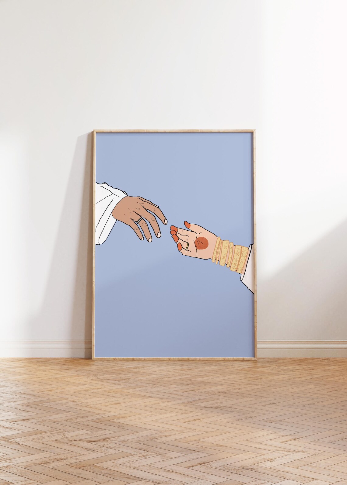 Touching Hand Gesture Print Set, Vintage Poster