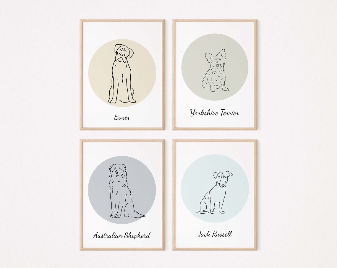 Charlie the Pug Minimalist Line Art Dog Portrait Sage Circle Poster - Image 2