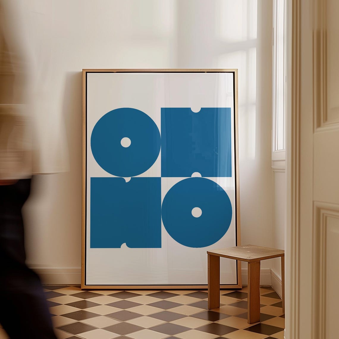 Oh No Retro Blue Geometric Typography Bold Graphic Art Poster
