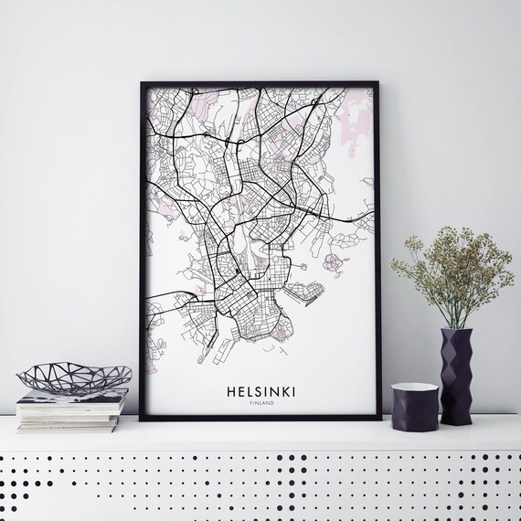 Helsinki Finland Minimalist Street Map Line Art City Travel Poster
