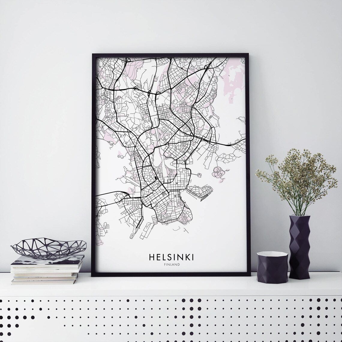 Helsinki Finland Minimalist Street Map Line Art City Travel Poster
