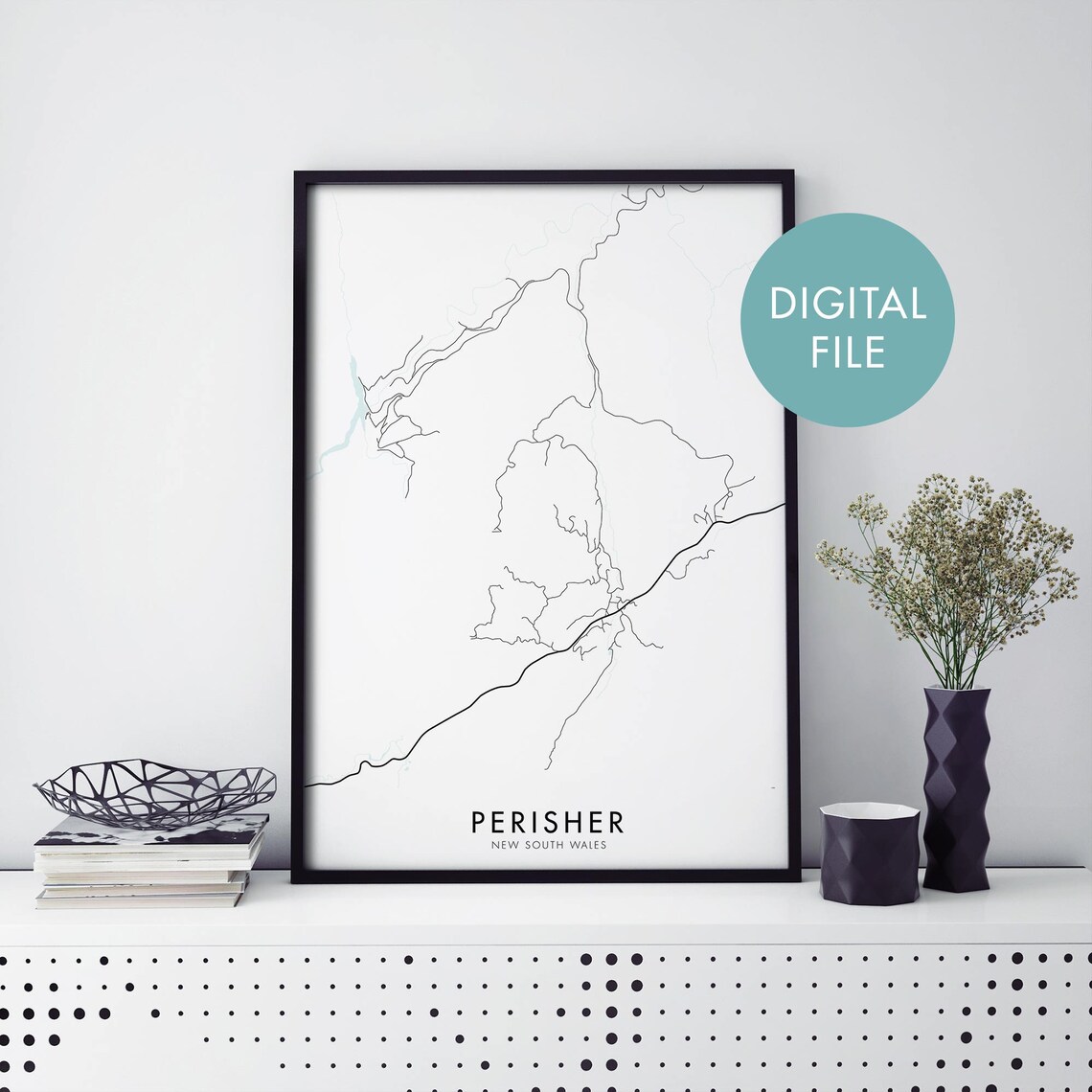 Perisher New South Wales Australia Map Art Print