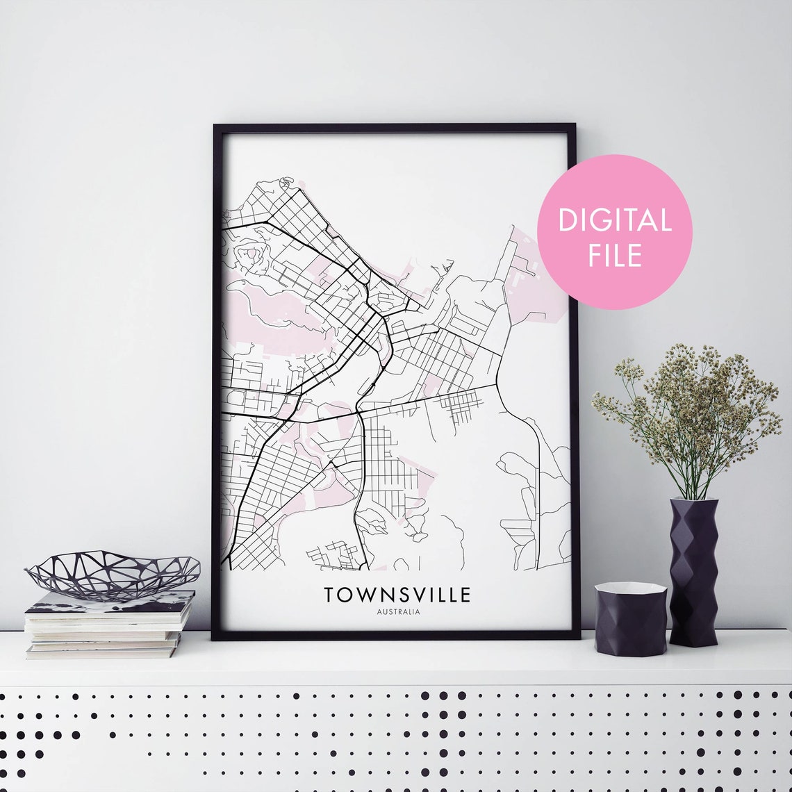 Townsville Queensland Australia Minimalist City Street Map Poster