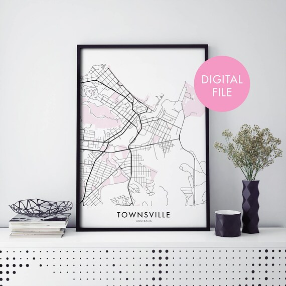 Townsville Queensland Australia Minimalist City Street Map Poster