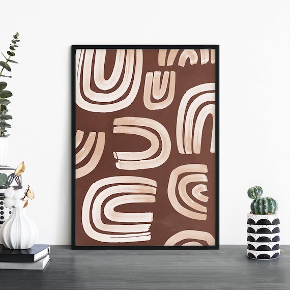 Terracotta Arch Shapes Boho Earthy Abstract Pattern Wall Art