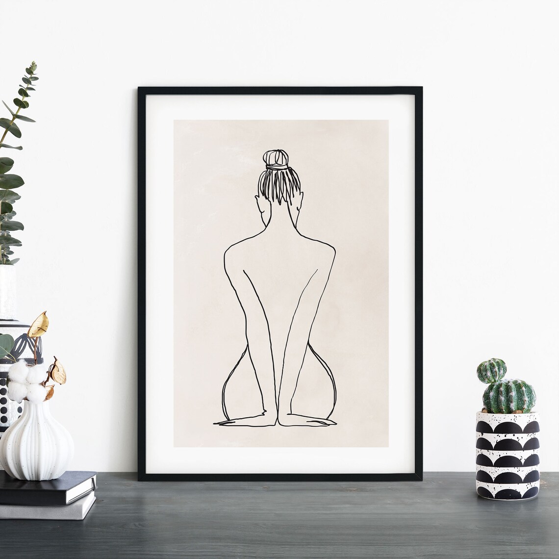 Female Back Fashion Line Drawing Print Wall Art 4x6 5x7 A4 A3 A2 A1