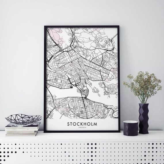 Stockholm Sweden Minimalist Street Map Decorative Art Poster