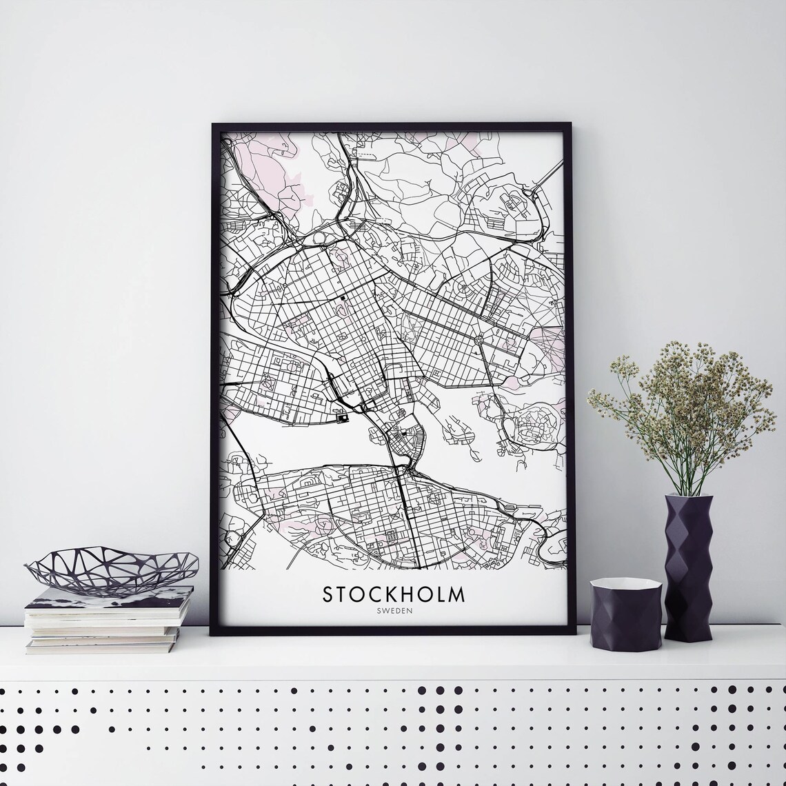 Stockholm Sweden Minimalist Street Map Decorative Art Poster