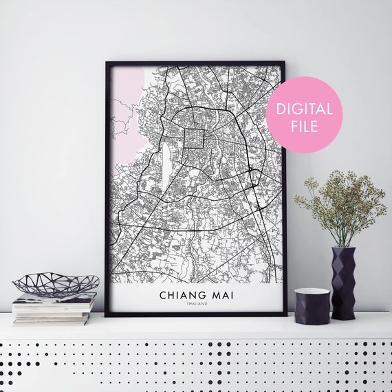 Chiang Mai Thailand City Map Art Print