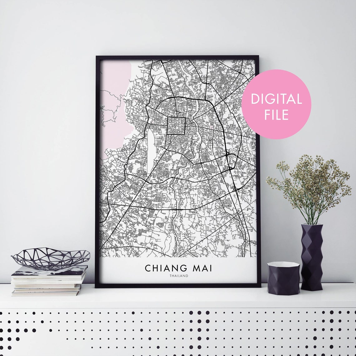 Chiang Mai Thailand City Map Art Print
