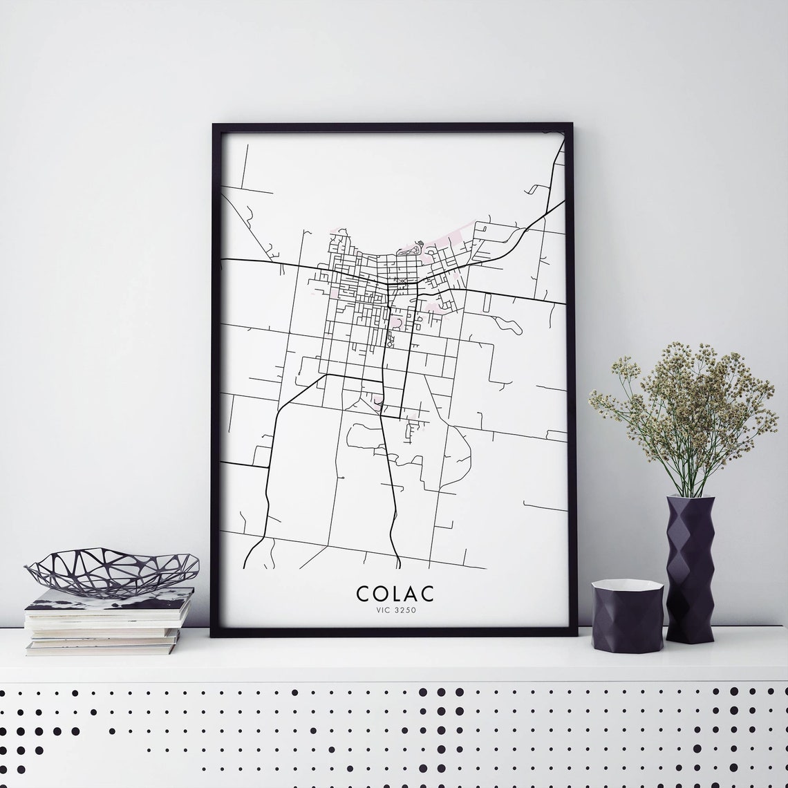 Colac Victoria Australia Minimalist Street Map Fine Art Poster