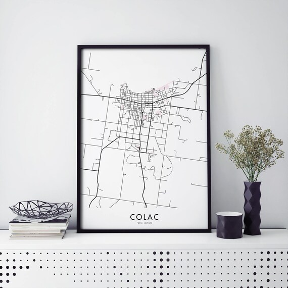 Colac Victoria Australia Minimalist Street Map Fine Art Poster