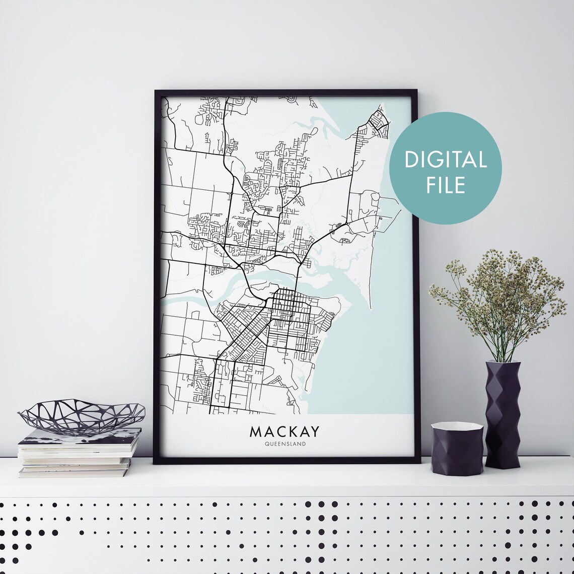 Mackay Queensland Australia City Map Minimalist Street Poster