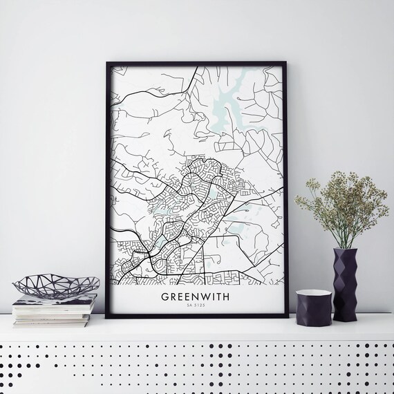 Elegant Greenwith Adelaide Australia City Map Poster Artwork