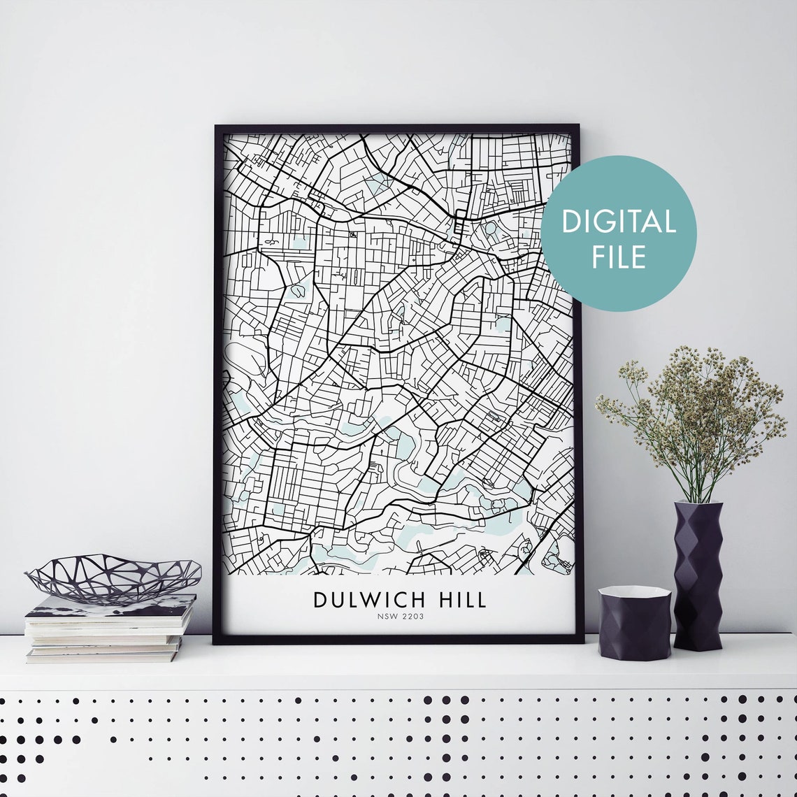 Dulwich Hill Sydney Australia Digital File City Map Wall Poster