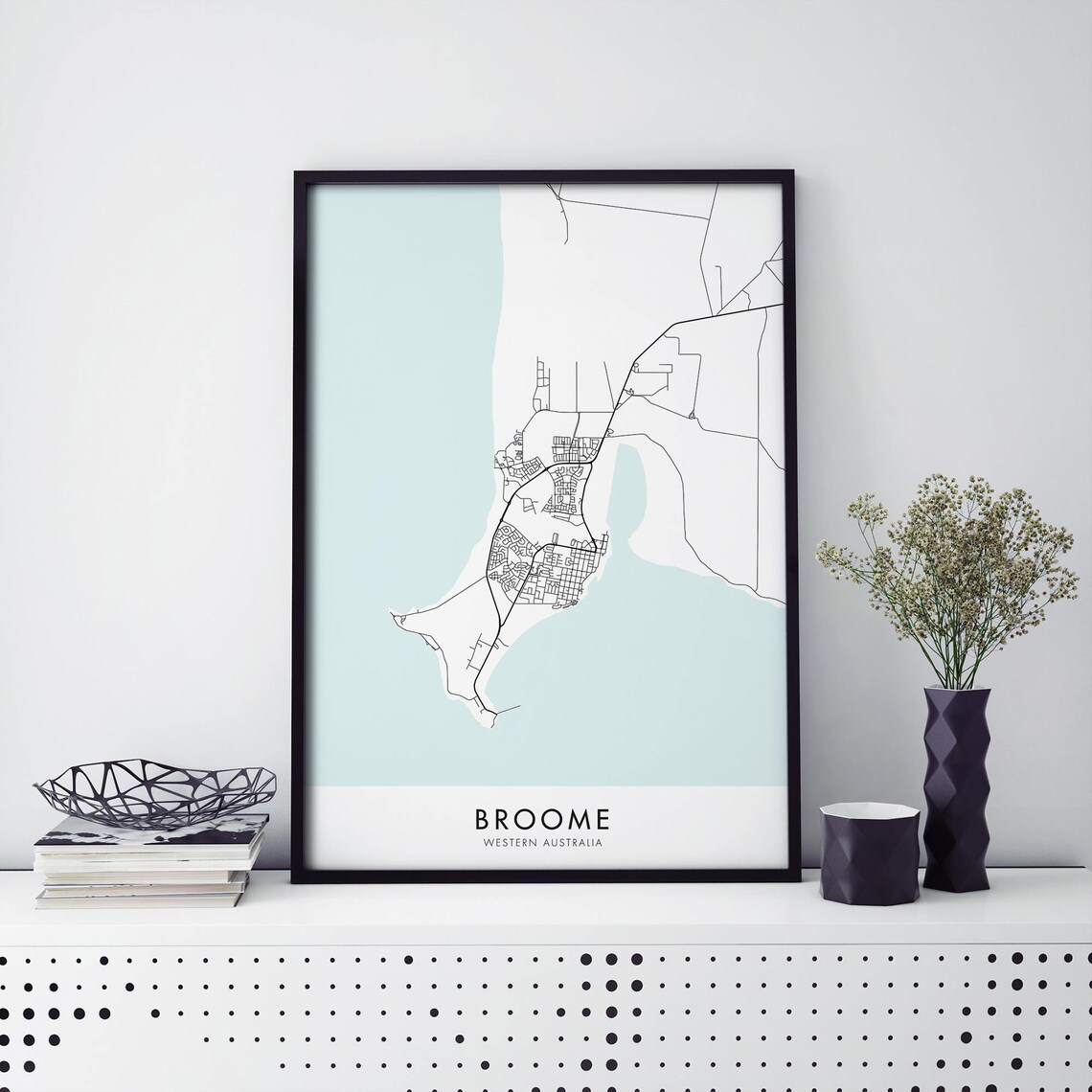 Broome Western Australia Coastal City Map Travel Art Decor Poster