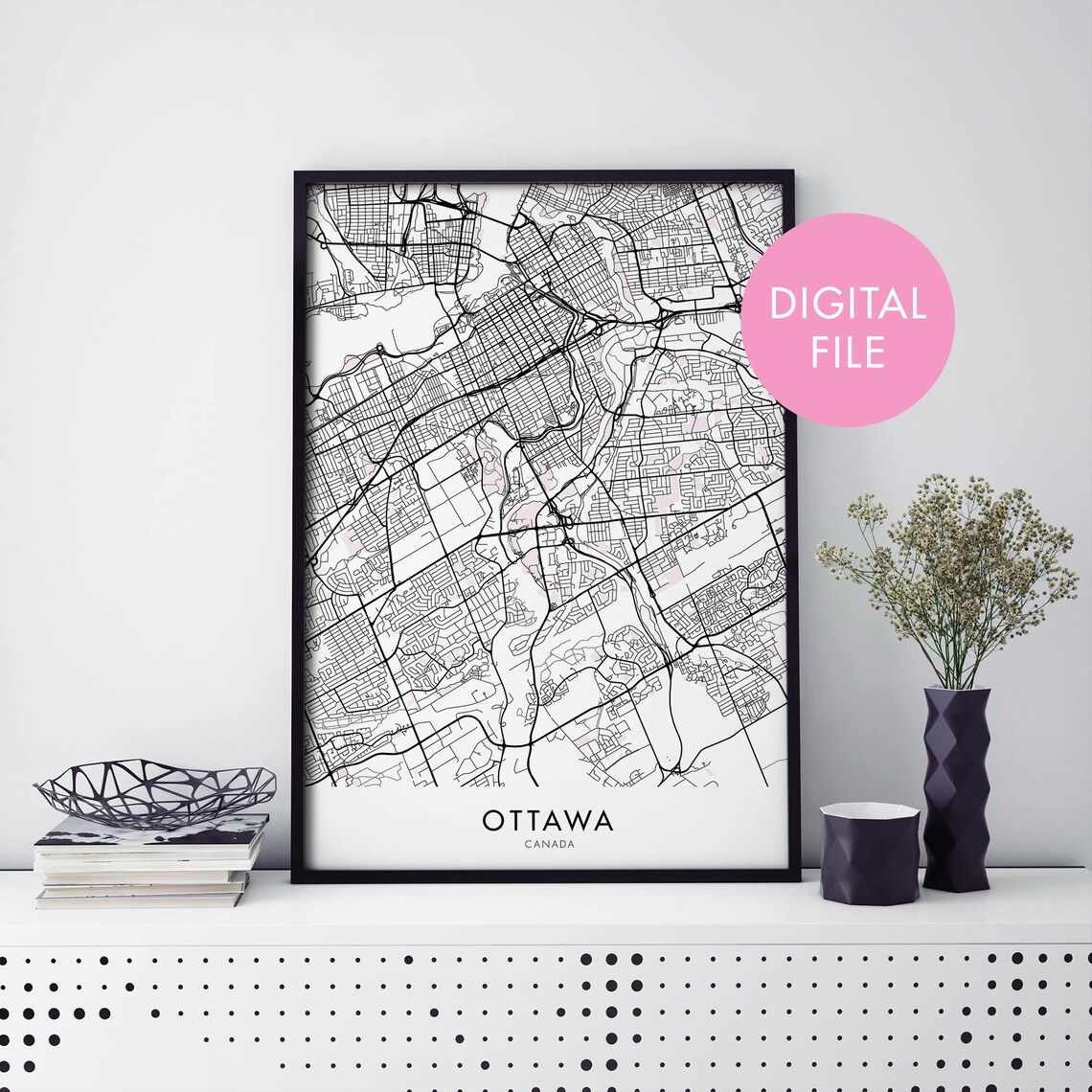 Ottawa Canada City Map Art Print, Travel Map