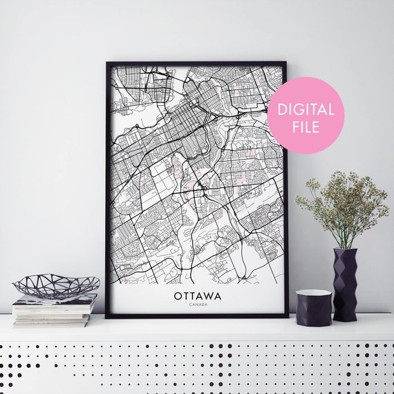 Ottawa Canada City Map Art Print, Travel Map