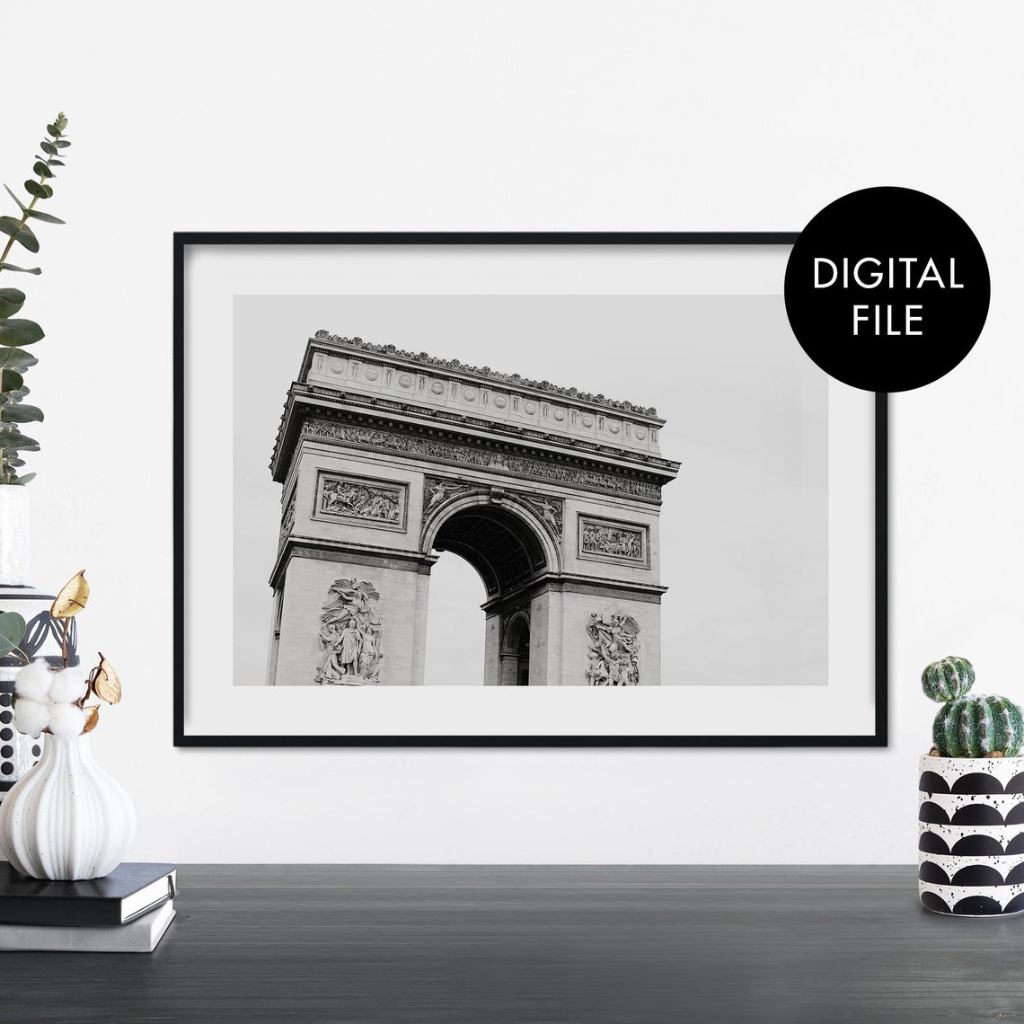 Arc De Triomphe Paris Monochrome Landmark Minimalist Photo Poster