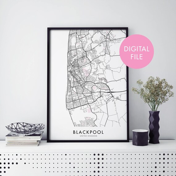 Blackpool United Kingdom City Map Digital Download Print Edition