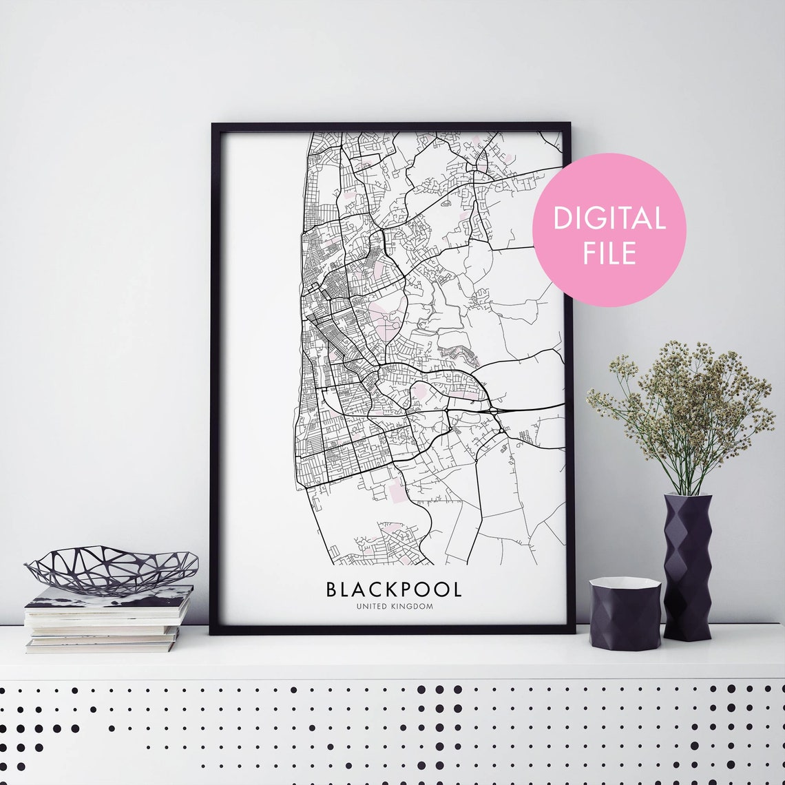 Blackpool United Kingdom City Map Digital Download Print Edition