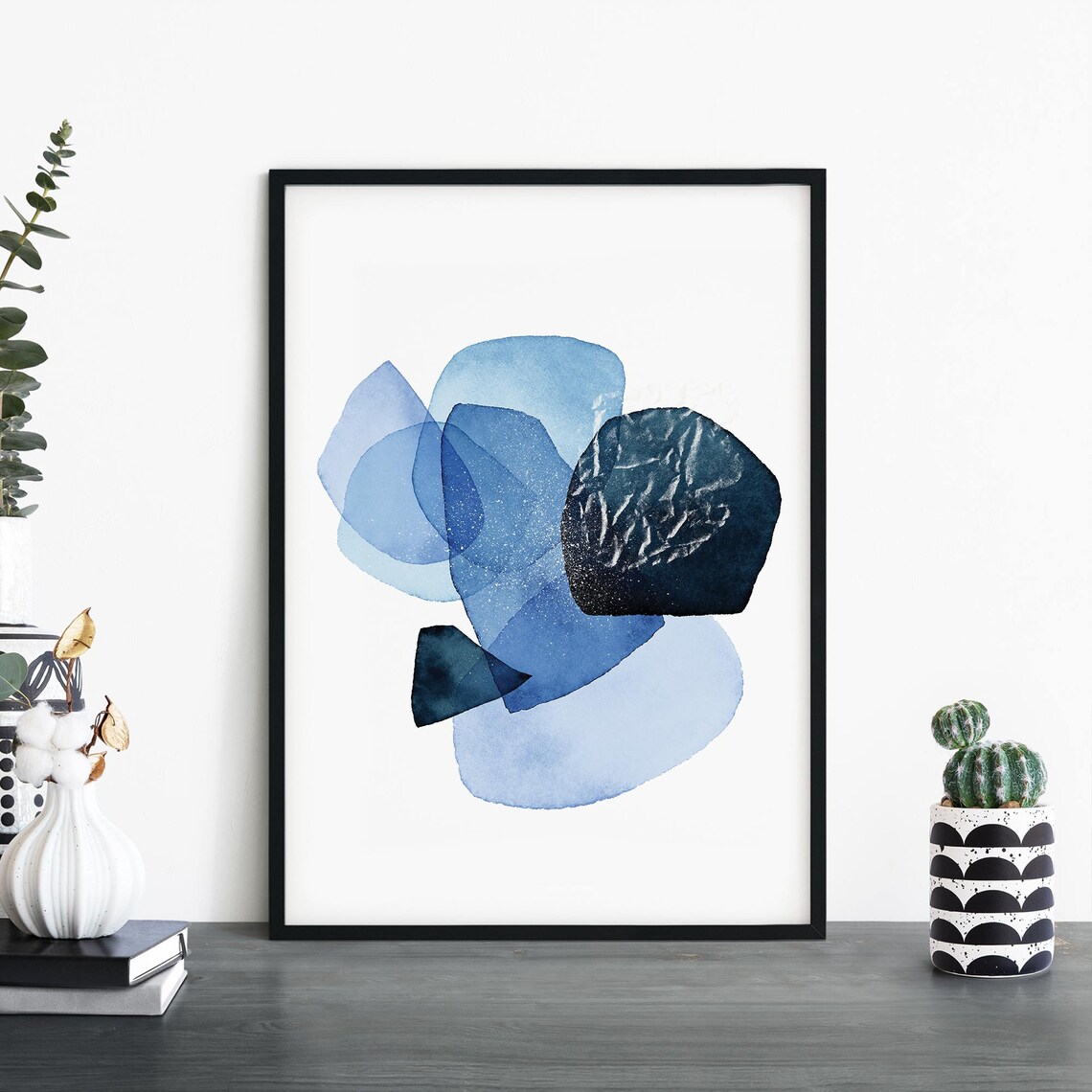 Blue Abstract Art Print, Modern Wall Art