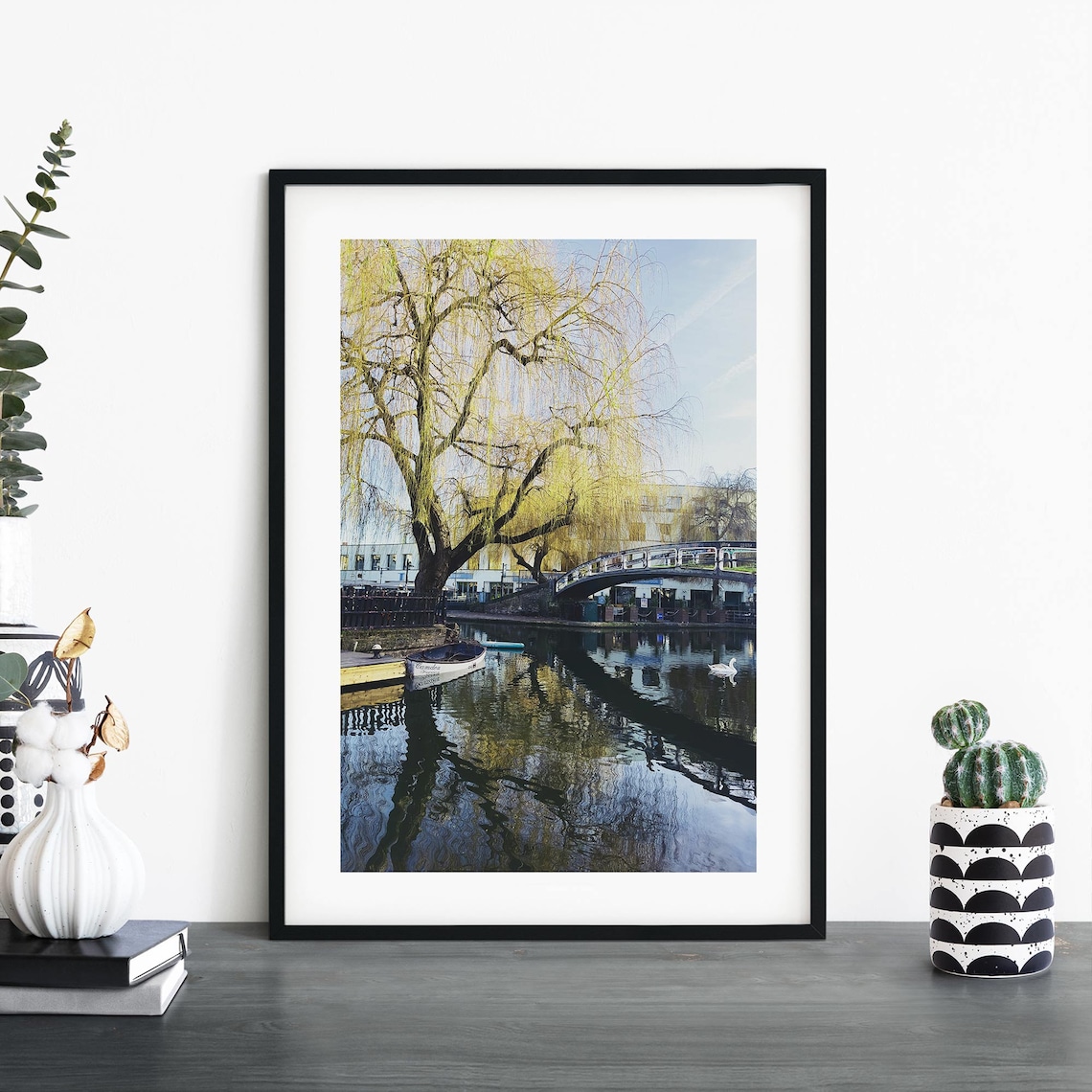 Camden Lock Weeping Willow Canal Bridge London Photography Poster