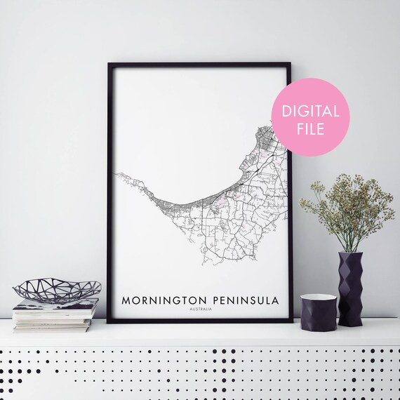 Mornington Peninsula Australia Coast Map Minimalist Travel Poster
