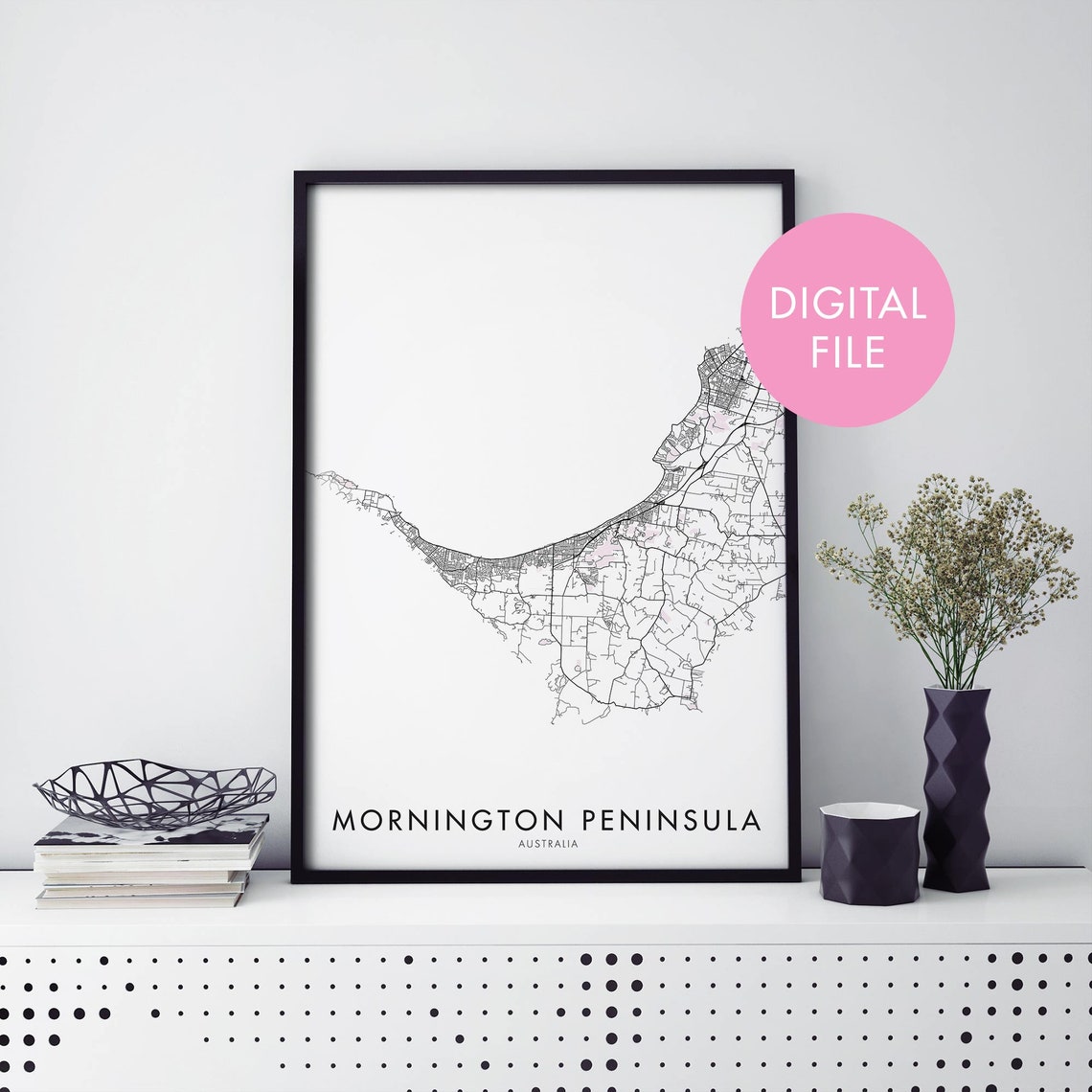 Mornington Peninsula Australia Coast Map Minimalist Travel Poster