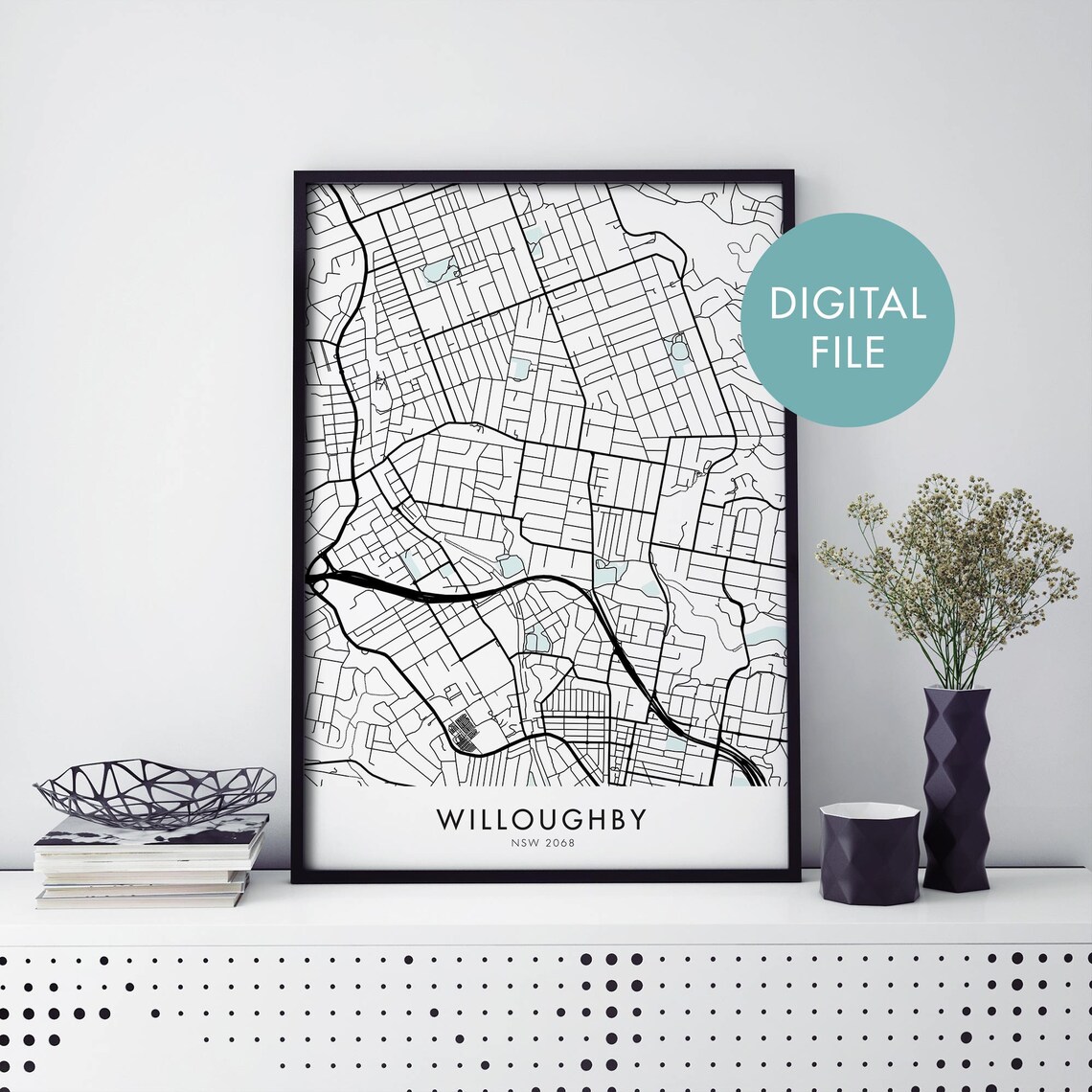 Willoughby Sydney Australia Minimalist City Map Street Plan Poster