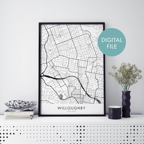 Willoughby Sydney Australia Minimalist City Map Street Plan Poster