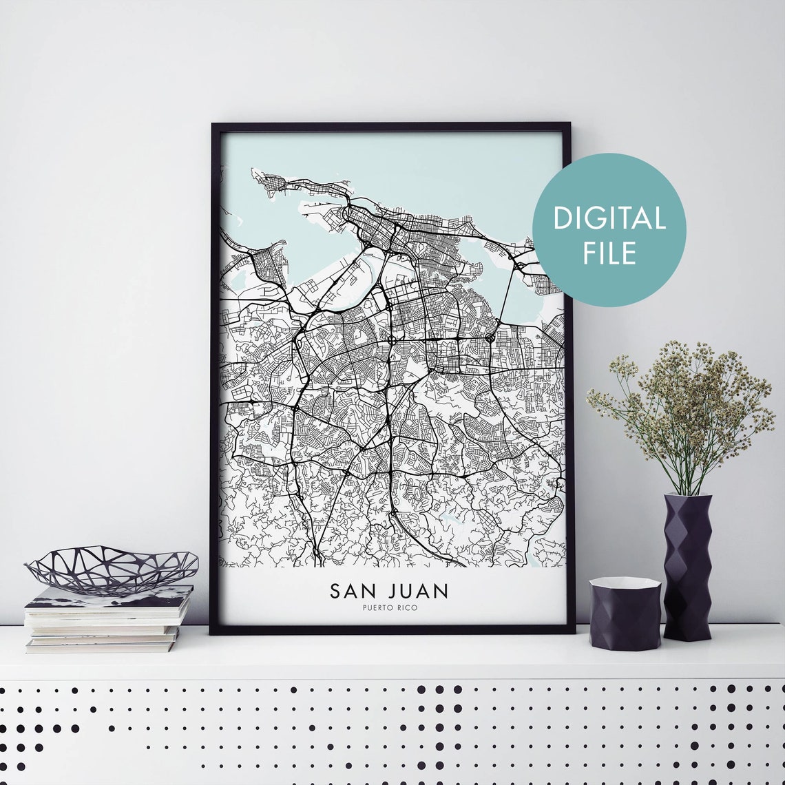 San Juan Puerto Rico Minimalist City Map Digital File Poster
