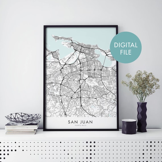 San Juan Puerto Rico Minimalist City Map Digital File Poster