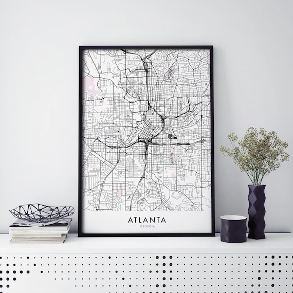 Atlanta Georgia High Contrast Monochrome City Street Map Art Poster