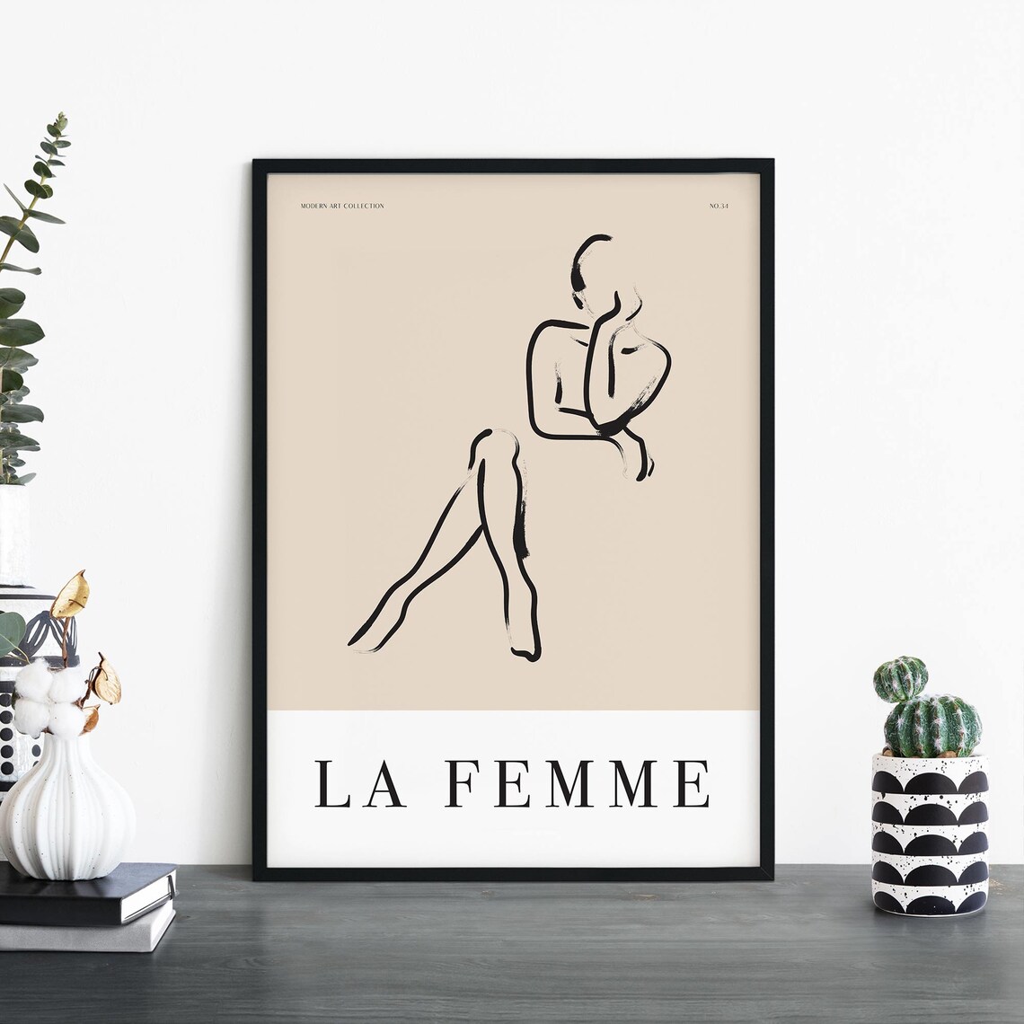 La Femme Seated Figure Flowing Brushstroke Modern Art No34 Print